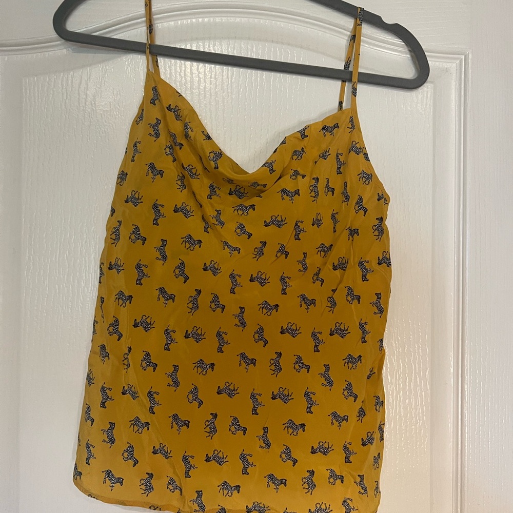 Banana Republic Mustard Camisole with Navy Print